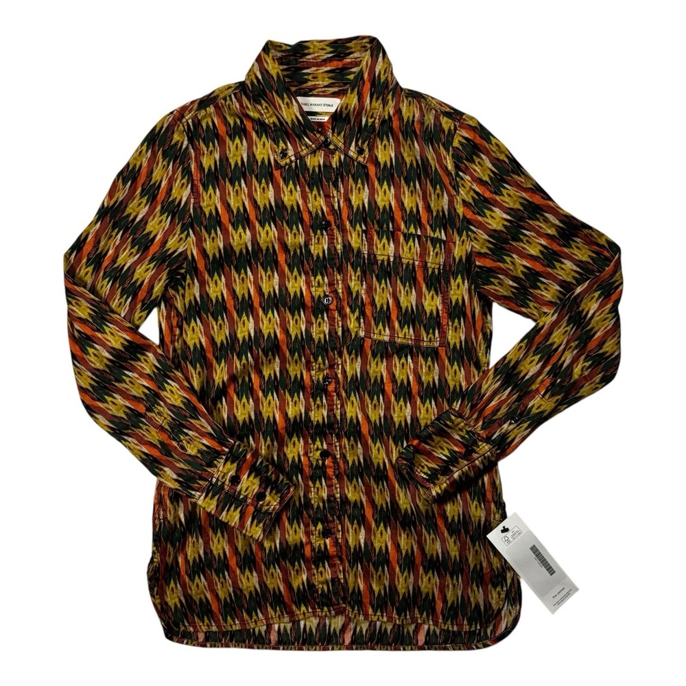 Isabel Marant Etoile Women Abstract Ikat Print Cotton Blouse Tunic Top IT 36